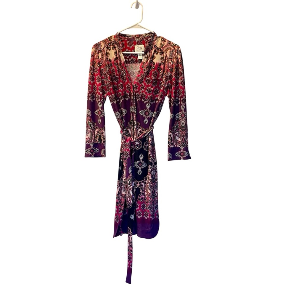 JM Collection Red and Purple Paisley Dress